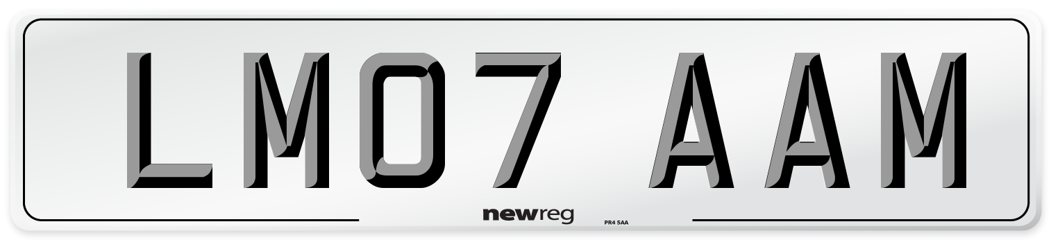 LM07 AAM Number Plate from New Reg